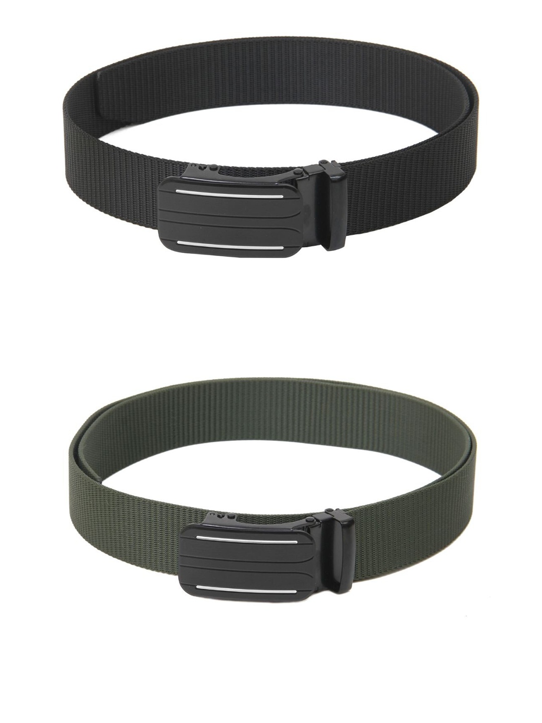 

Calvadoss Girls Set Of 2 Textured Canvas Belts, Black