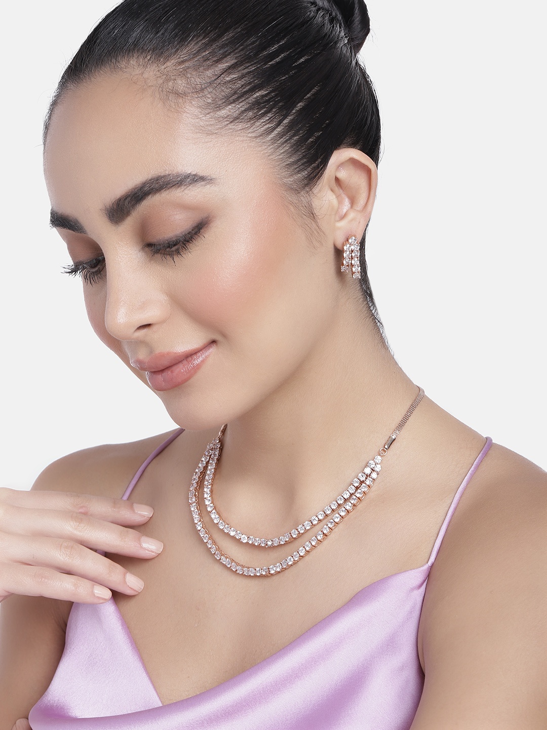 

Estele Rose Gold-Plated Cubic Zirconia Jewellery Set, White