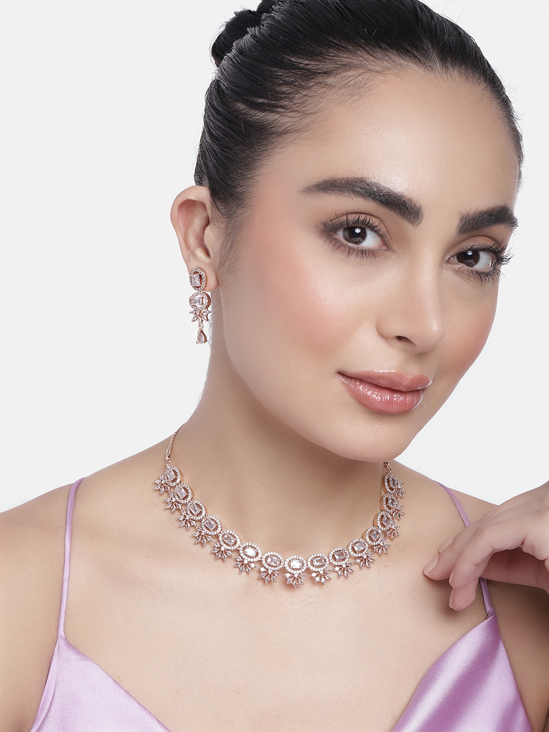 

Estele Rose Gold-Plated CZ-Studded Jewellery Set, White