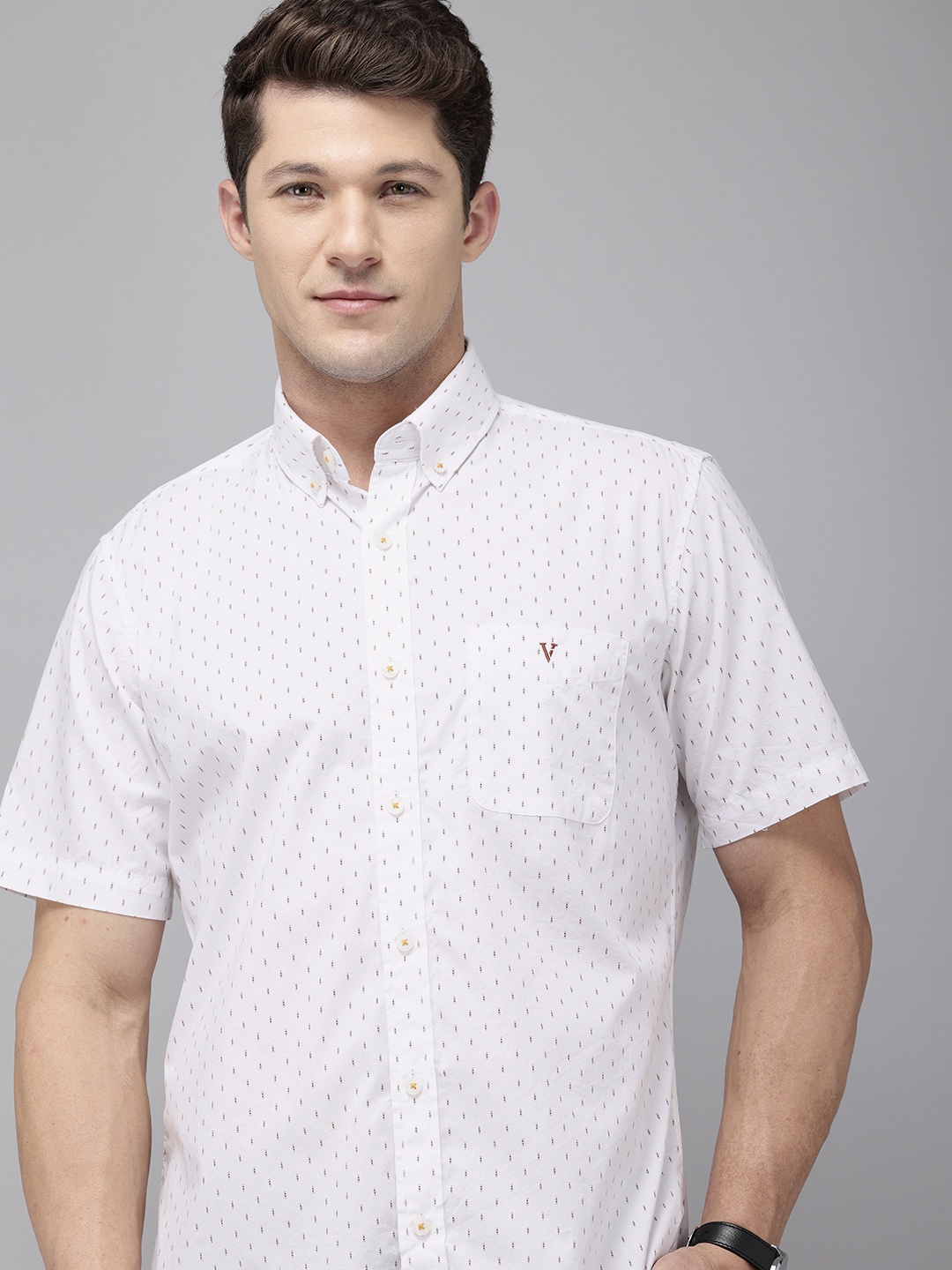 

Van Heusen Sport Pure Cotton Slim Fit Opaque Printed Casual Shirt, White