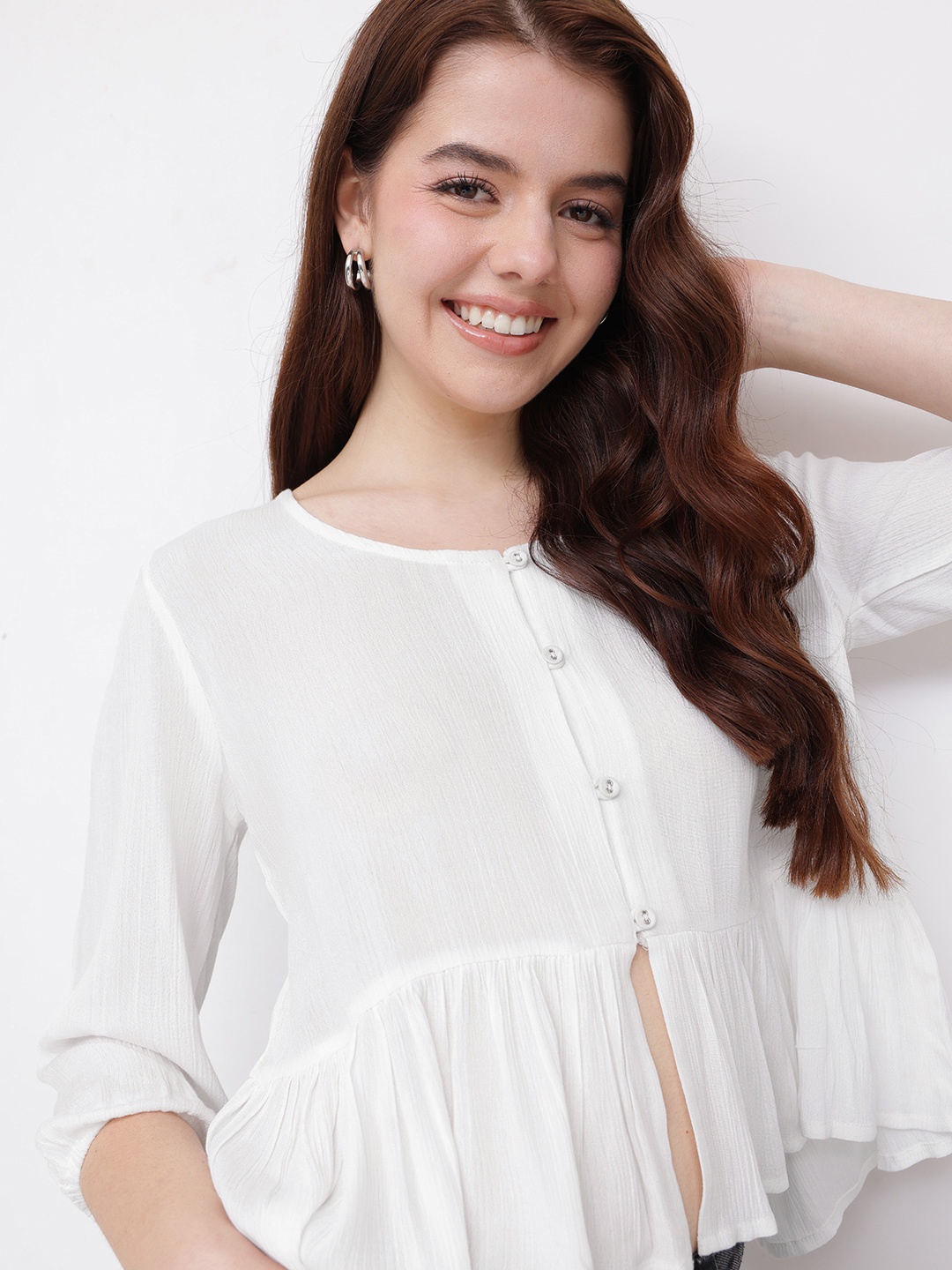 

DressBerry The Flowy & Flirty A-Line Top, White