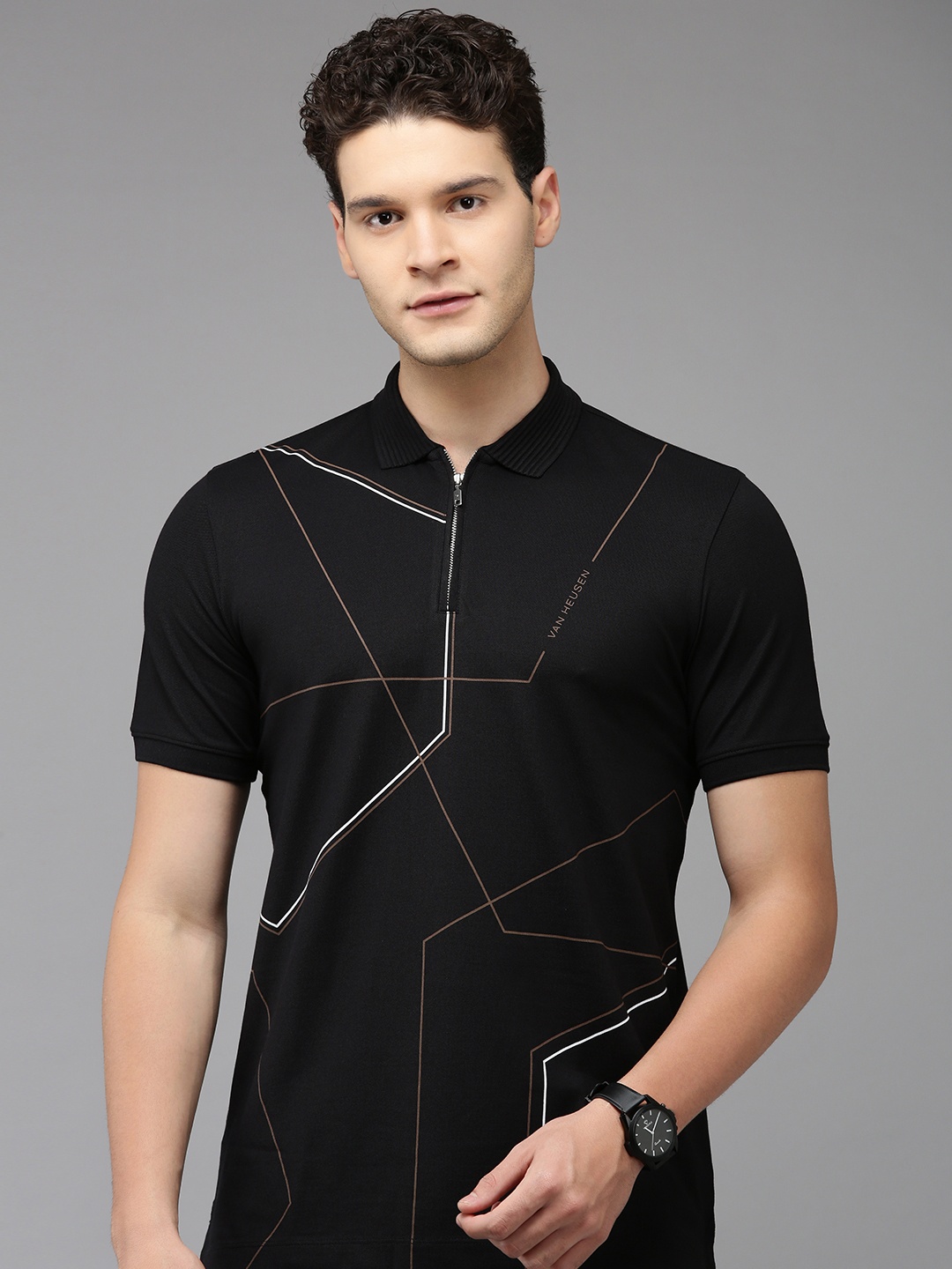 

Van Heusen Sport Polo Collar Slim Fit T-shirt, Black