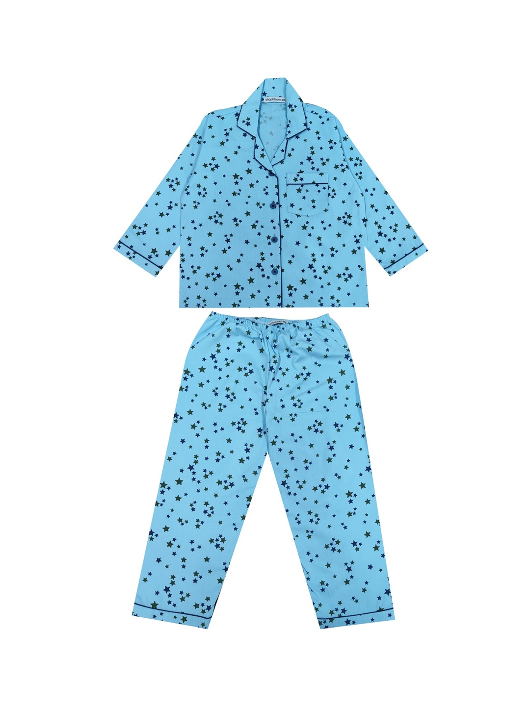 

shopbloom Kids Printed Pure Cotton Night Suit, Blue