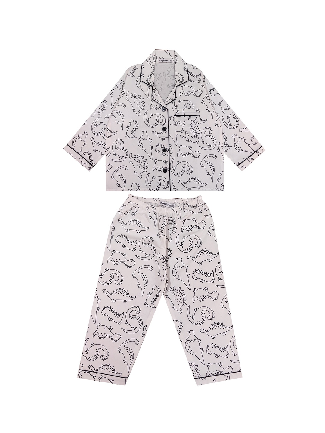 

shopbloom Kids Printed Pure Cotton Night Suit, White