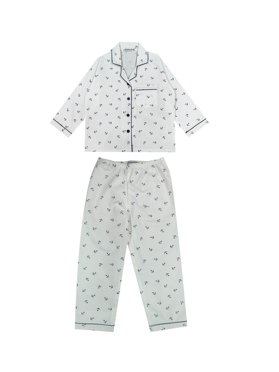 

shopbloom Kids Printed Pure Cotton Night Suit, White