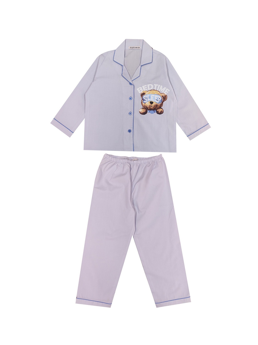 

shopbloom Kids Graphic Printed Pure Cotton Night suit, Blue