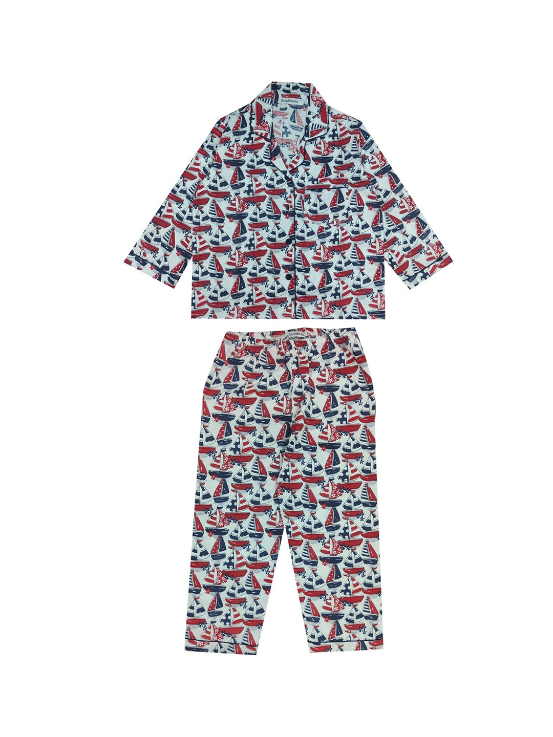 

shopbloom Kids Printed Pure Cotton Night Suit, White