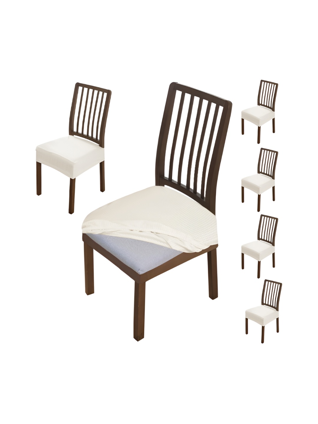 

HOKIPO 6 Piece Off-White Jacquard Woven Chair Covers