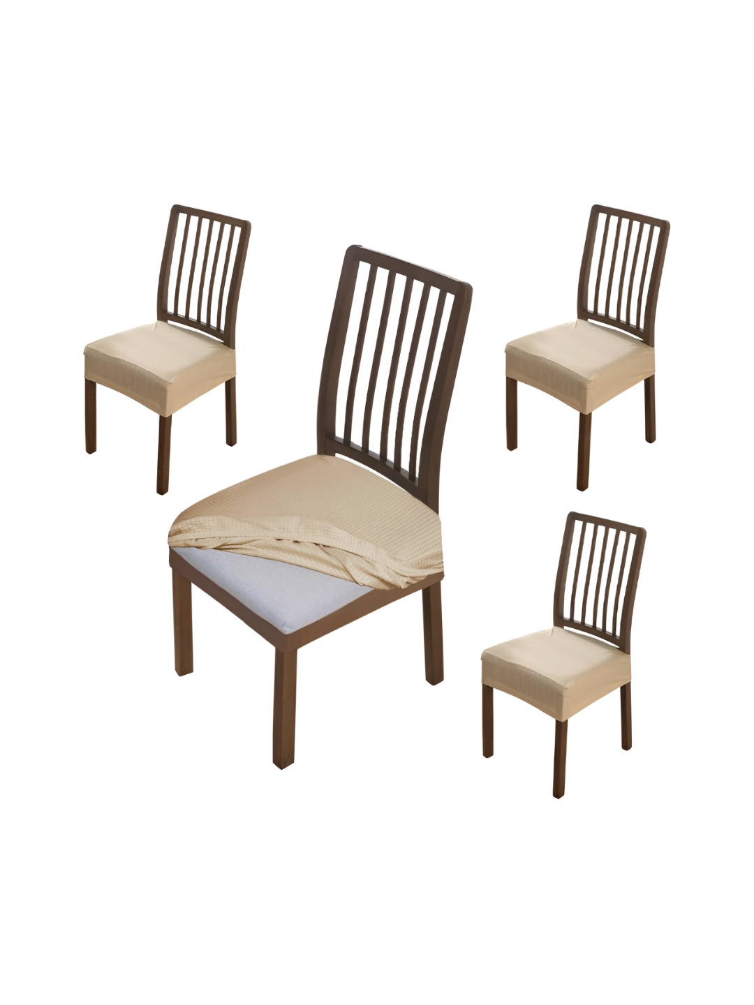

HOKIPO Beige 4 Pieces Solid Jacquard Comfortable Chair Covers