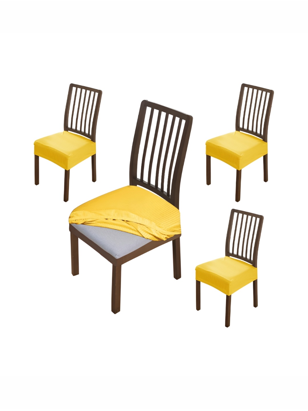 

HOKIPO 4 Pieces Yellow Self Design Comfortable Chair Covers