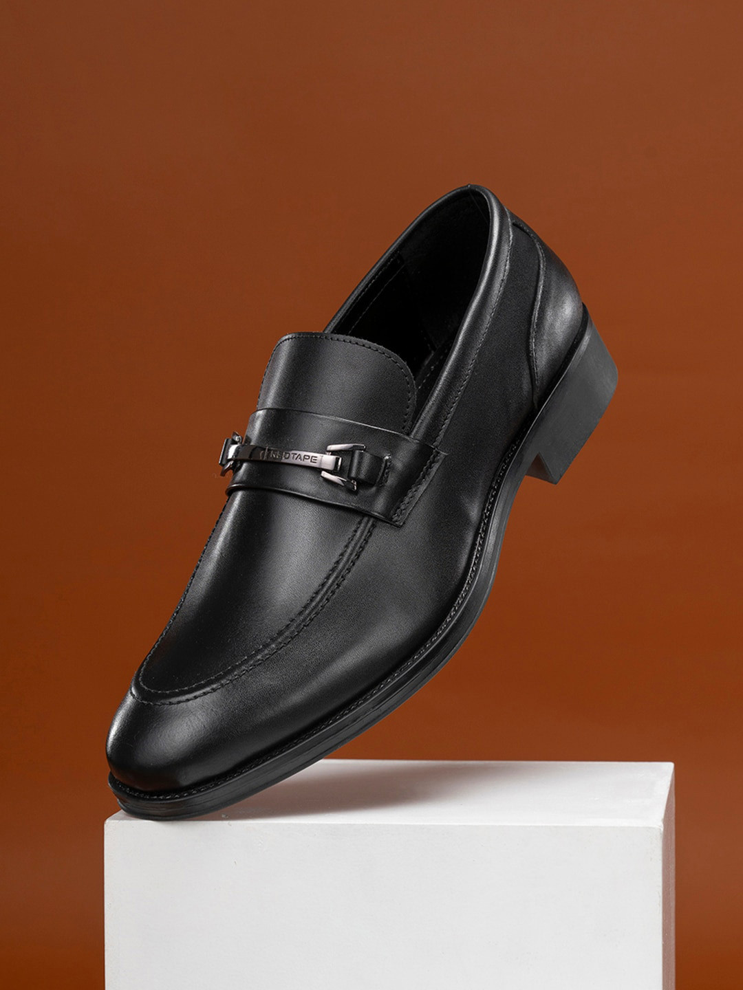 

Red Tape Men Memory Foam Leather Horsebit Loafers, Black