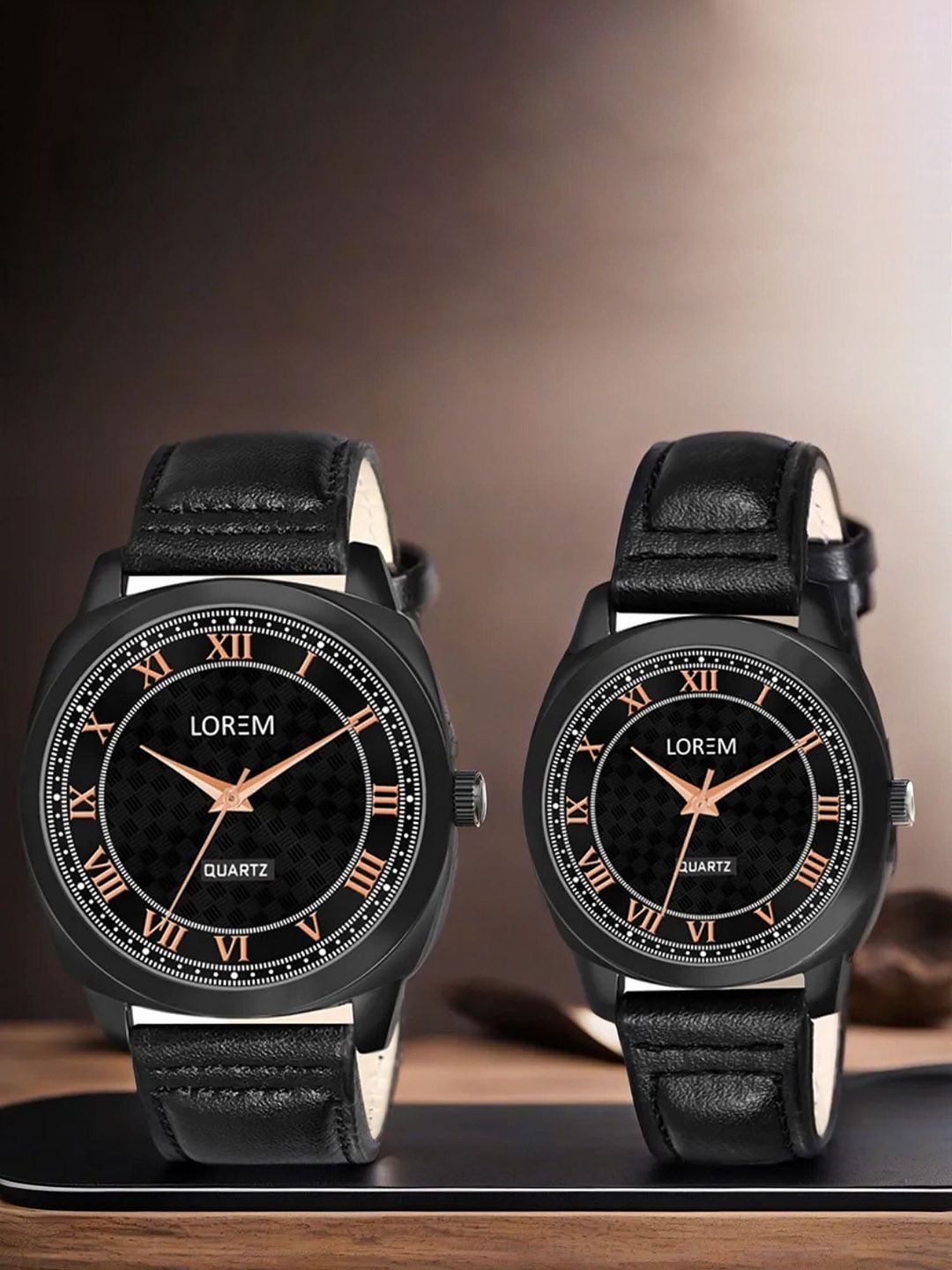 

LOREM Unisex Dial & Straps Analogue Watch LR87-LR334-A, Black