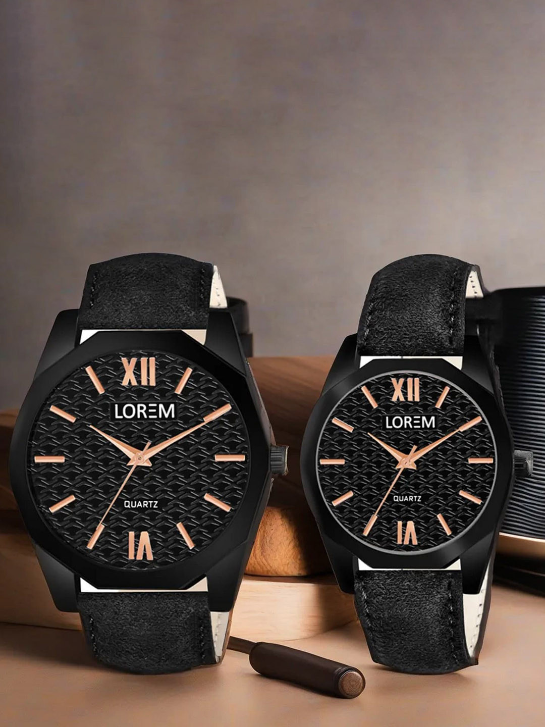 

LOREM Unisex Dial & Bracelet Style Straps Analogue Watch LR81-LR328-A, Black