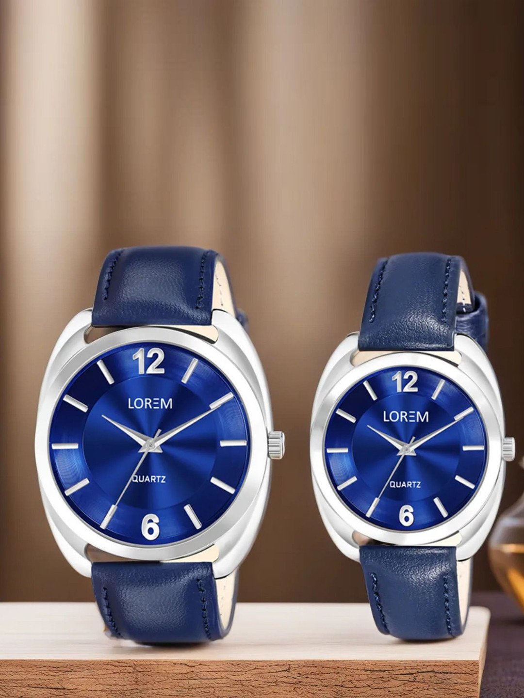 

LOREM Unisex His And Her Dial & Straps Analogue Watch LR80-LR327-A, Blue