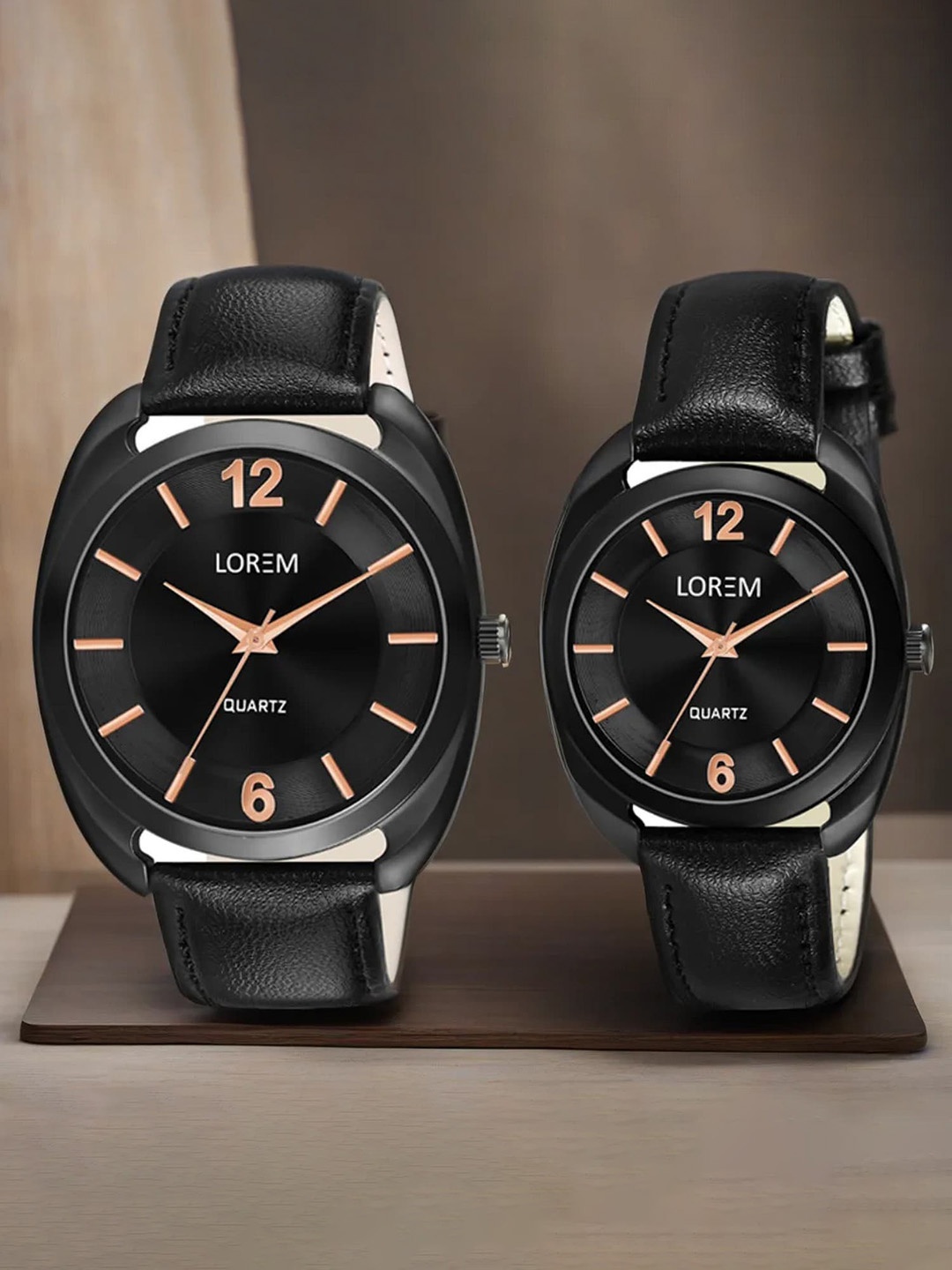 

LOREM Unisex Set Of 2 Analogue His and Her Watches LR75-LR322-A, Black