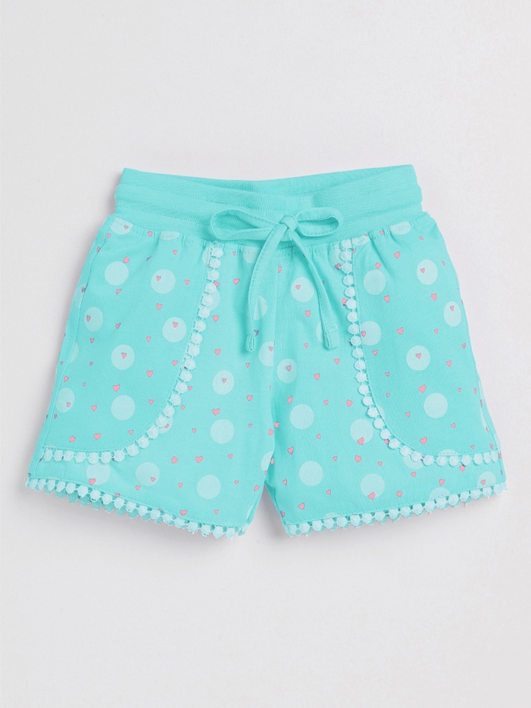 

Ginie Girls Floral Printed Pure Cotton Shorts, Blue