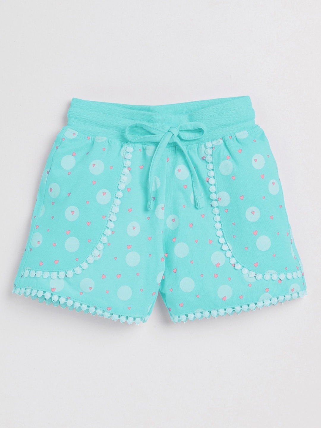 

Ginie Girls Geometric Printed Cotton Shorts, Blue