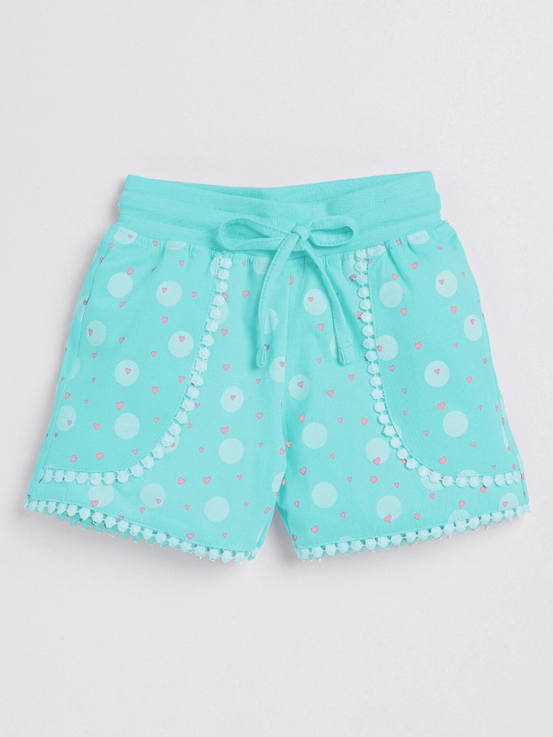 

Ginie Girls Geometric Printed Cotton Shorts, Blue