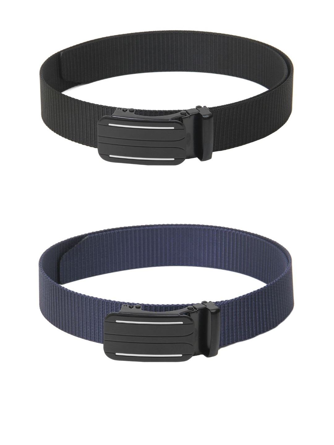 

Calvadoss Boys Set Of 2 Textured Canvas Belts, Black