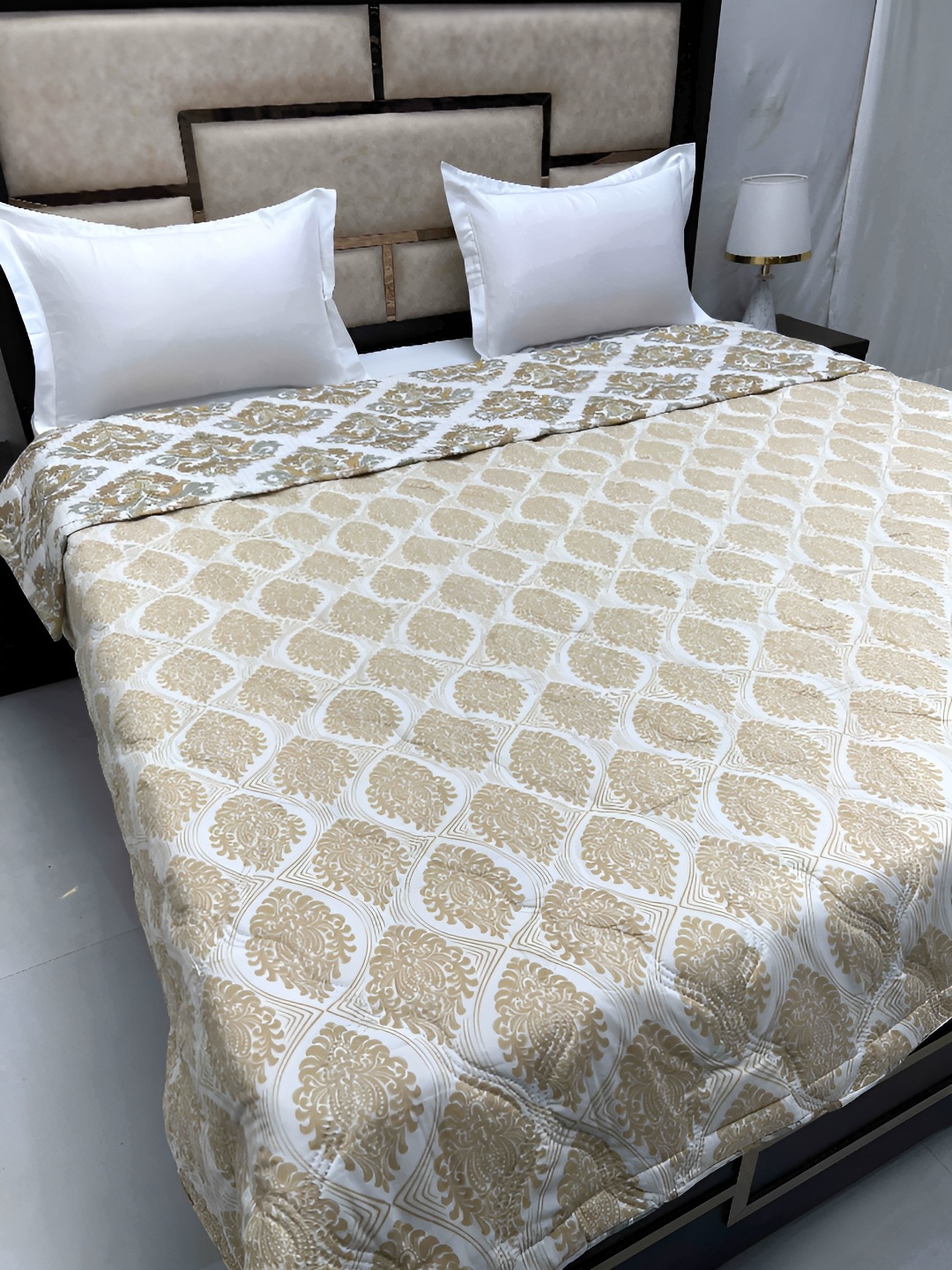 

Pure Decor White & Brown Ethnic Motifs AC Room Double Bed Comforter