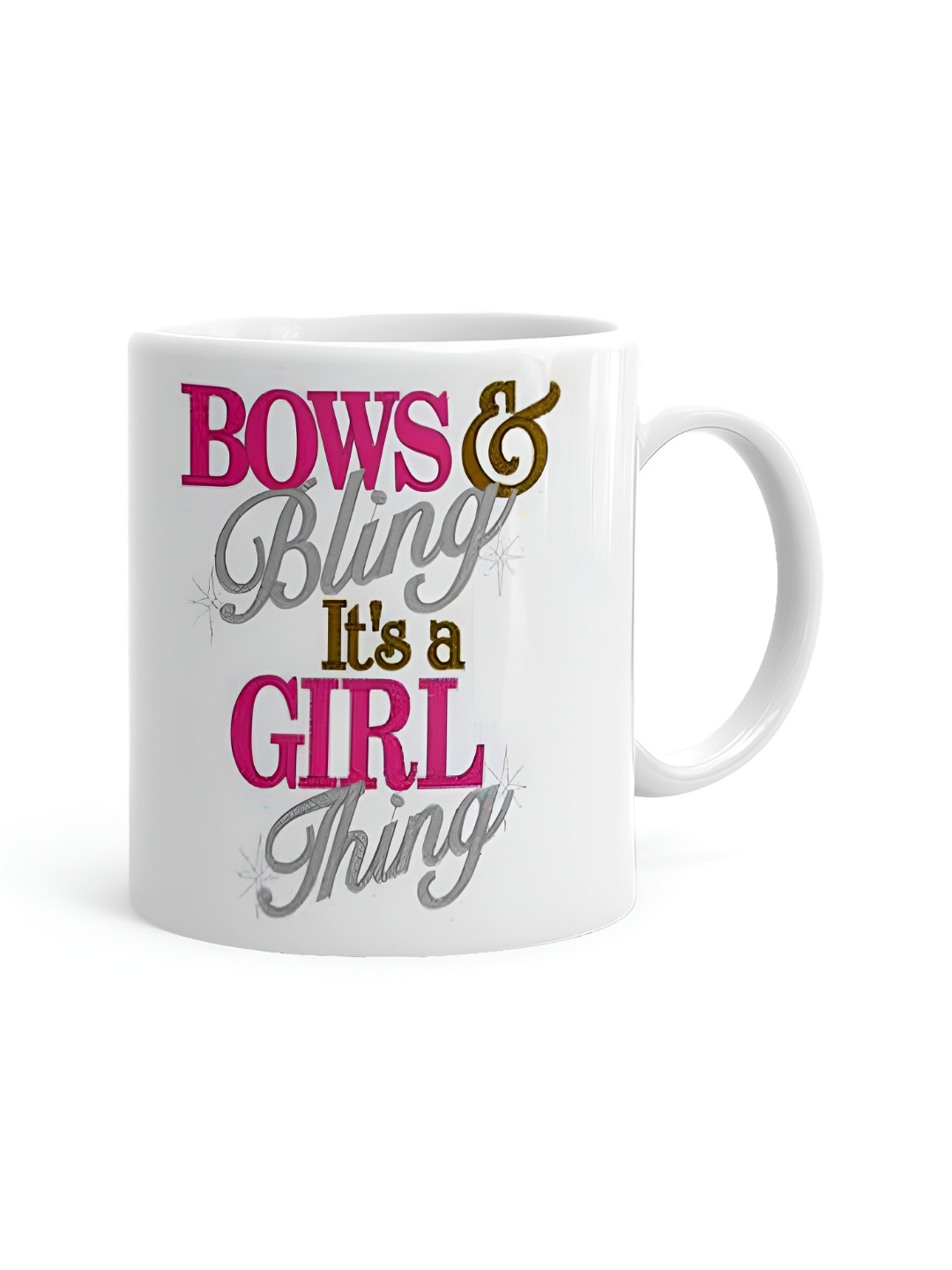 

Khakee White & Pink Printed Ceramic Glossy Mug 325 ml