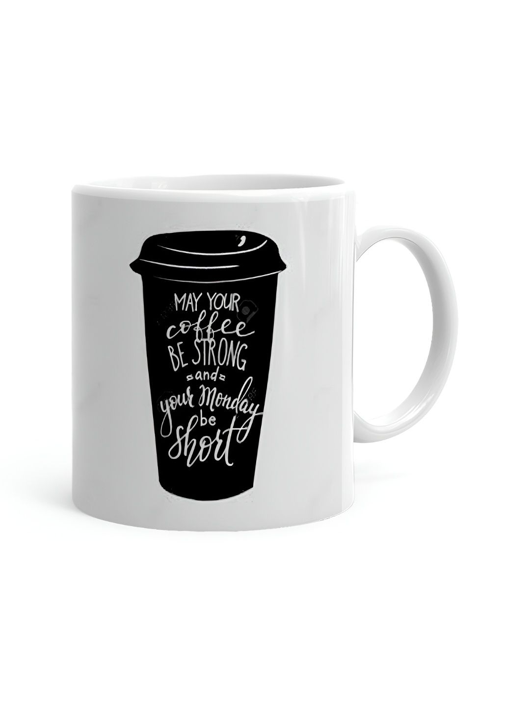 

Khakee White & Black Printed Ceramic Glossy Mugs 325 ml