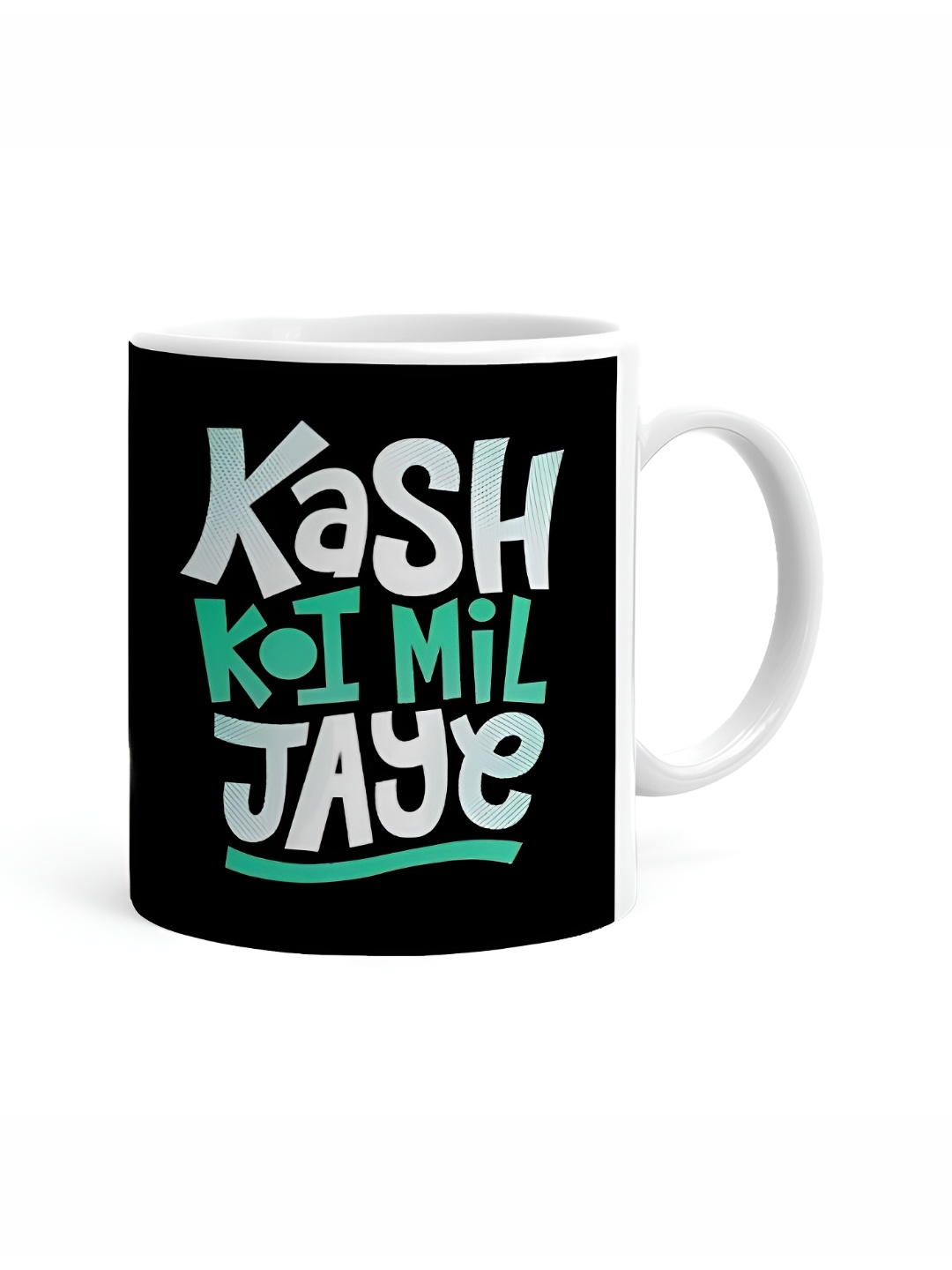 

Khakee White & Black Printed Ceramic Glossy Mug 325 ml