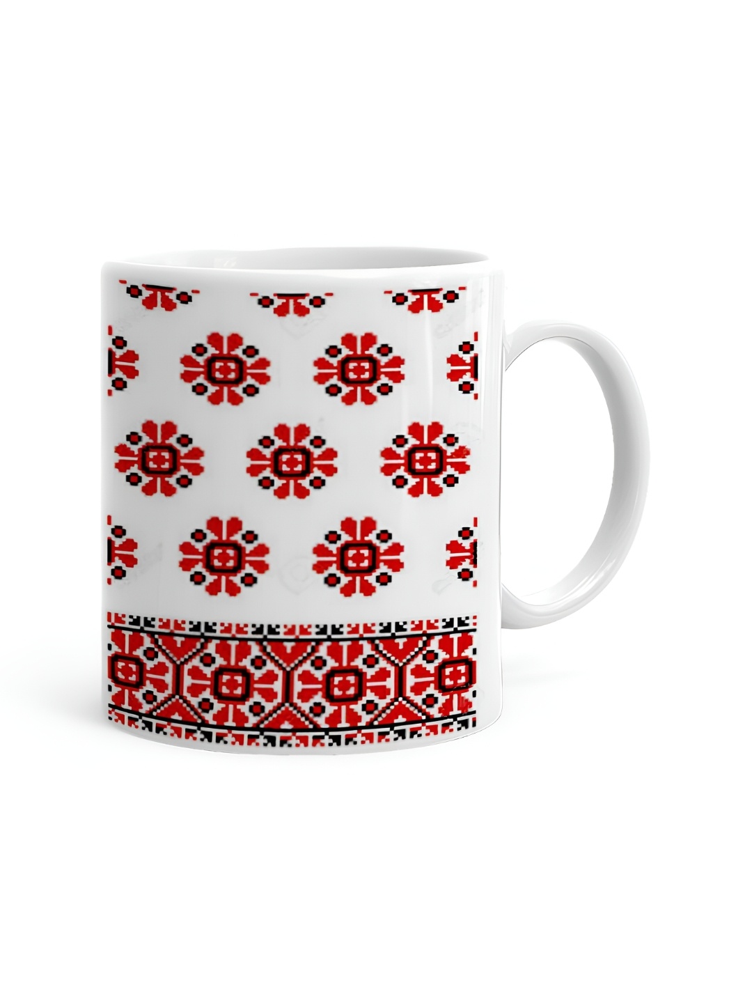 

Khakee White & Red Printed Ceramic Glossy Microwave Safe Mug 325ml