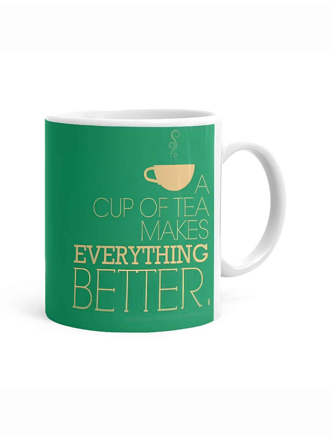 

Khakee White & Green Typography Printed Microwave Safe Ceramic Glossy Mug 325 ml