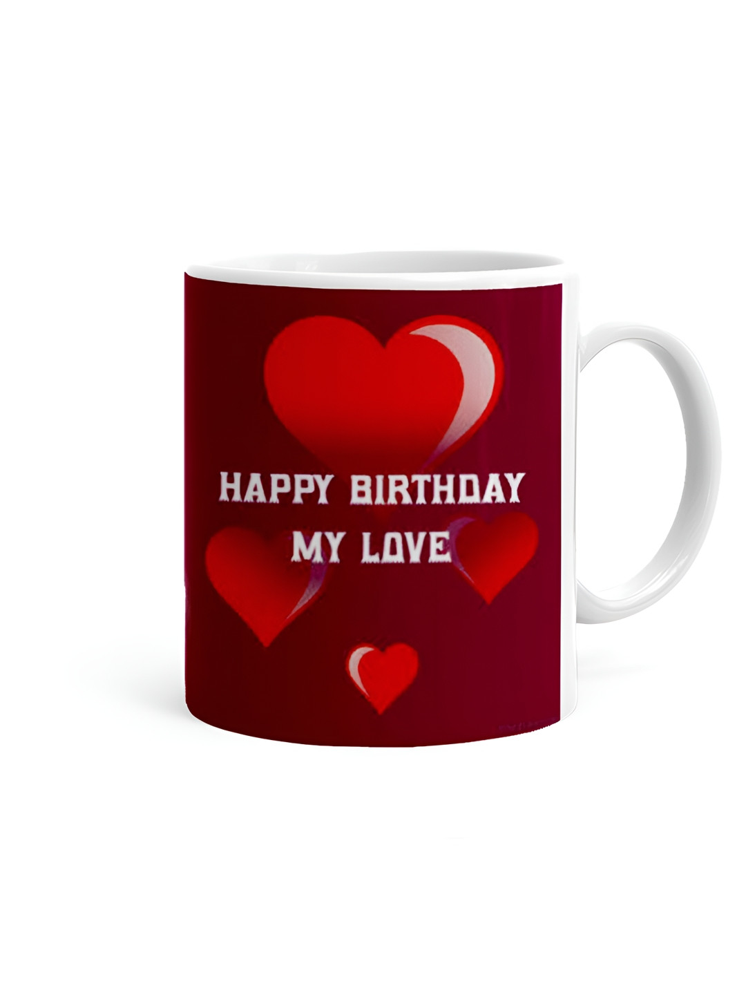 

Khakee White & Red Printed Microwave Safe Ceramic Glossy Mug 325 ml