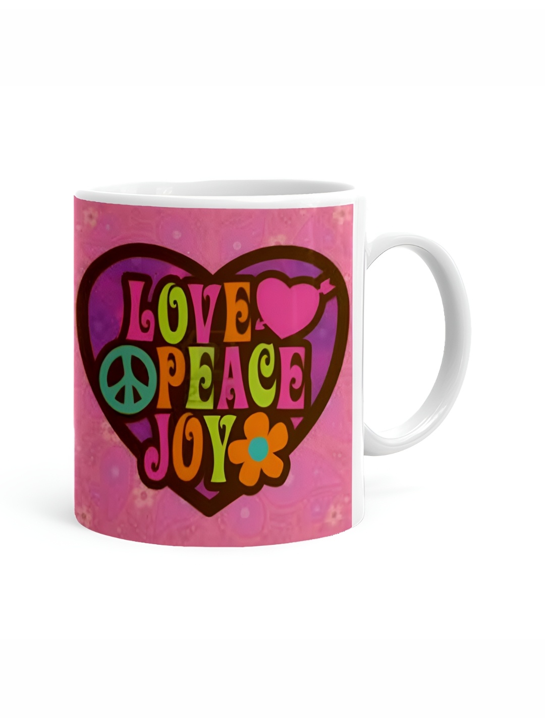 

Khakee White & Pink Printed Ceramic Glossy Mug 325 ml
