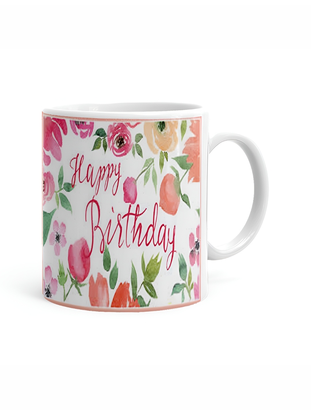 

Khakee White & Pink Printed Ceramic Glossy Mug