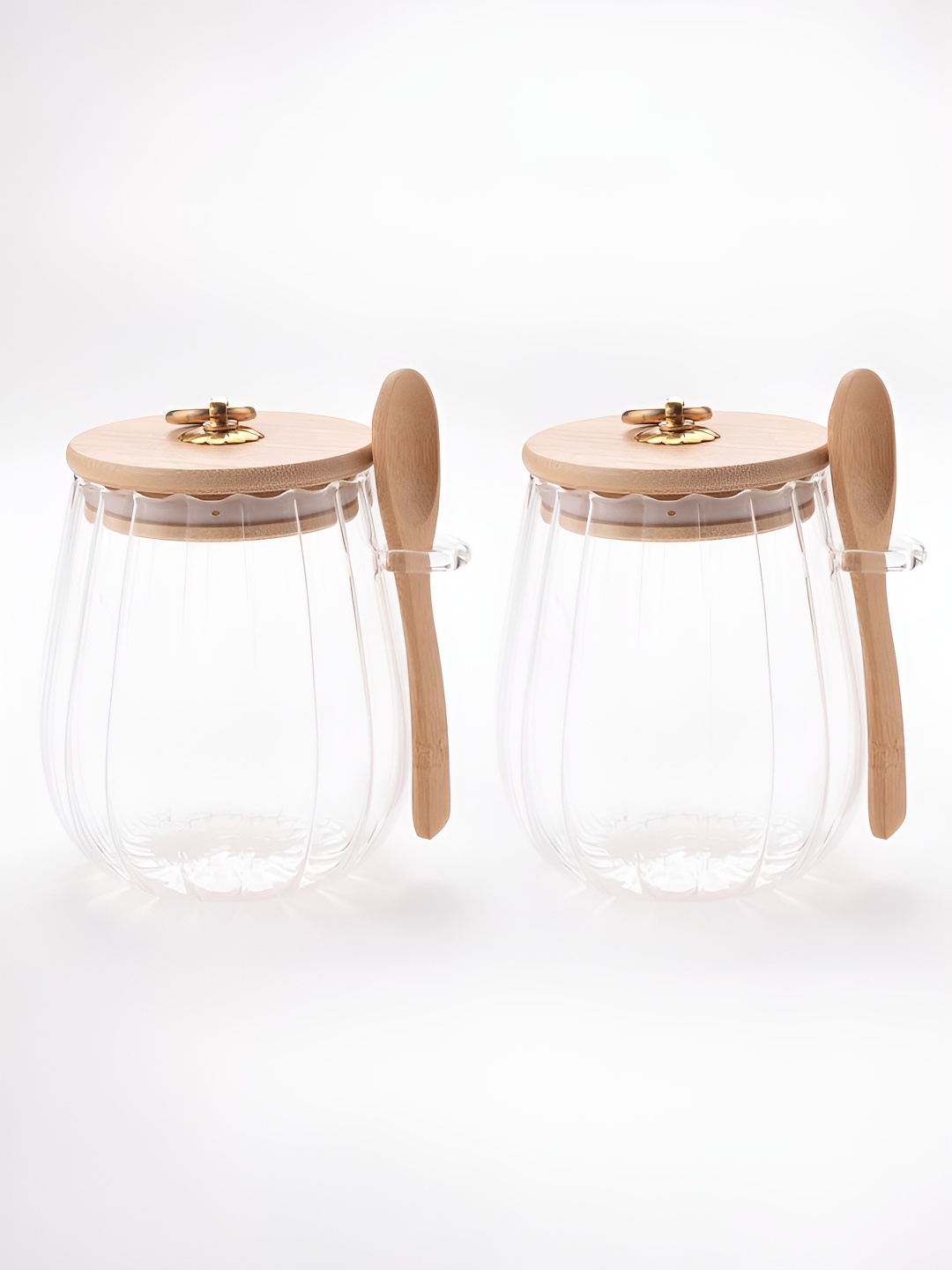 

The Better Home 2 Pcs Borosilicate Container Set With Wooden Lid- 680 ml Each, Transparent