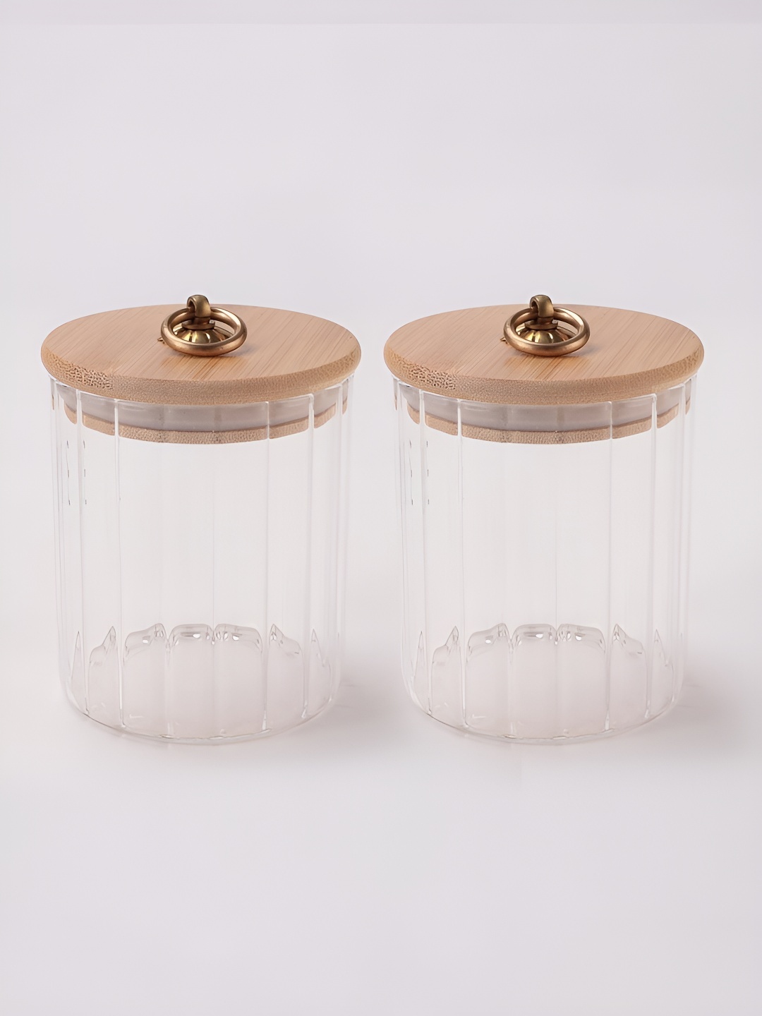 

The Better Home Transparent & Brown 2 Pieces Microwave Safe Glass Containers 530 ml Each