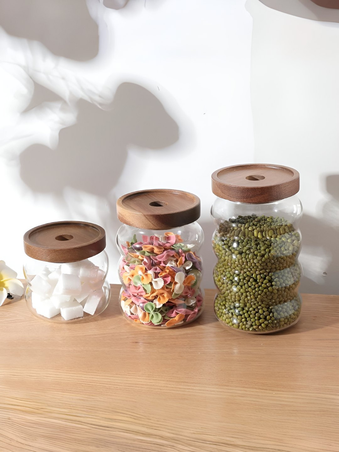 

The Better Home 3-Pcs Transparent & Brown Borosilicate Containers Set-340 ml 550 ml 700 ml