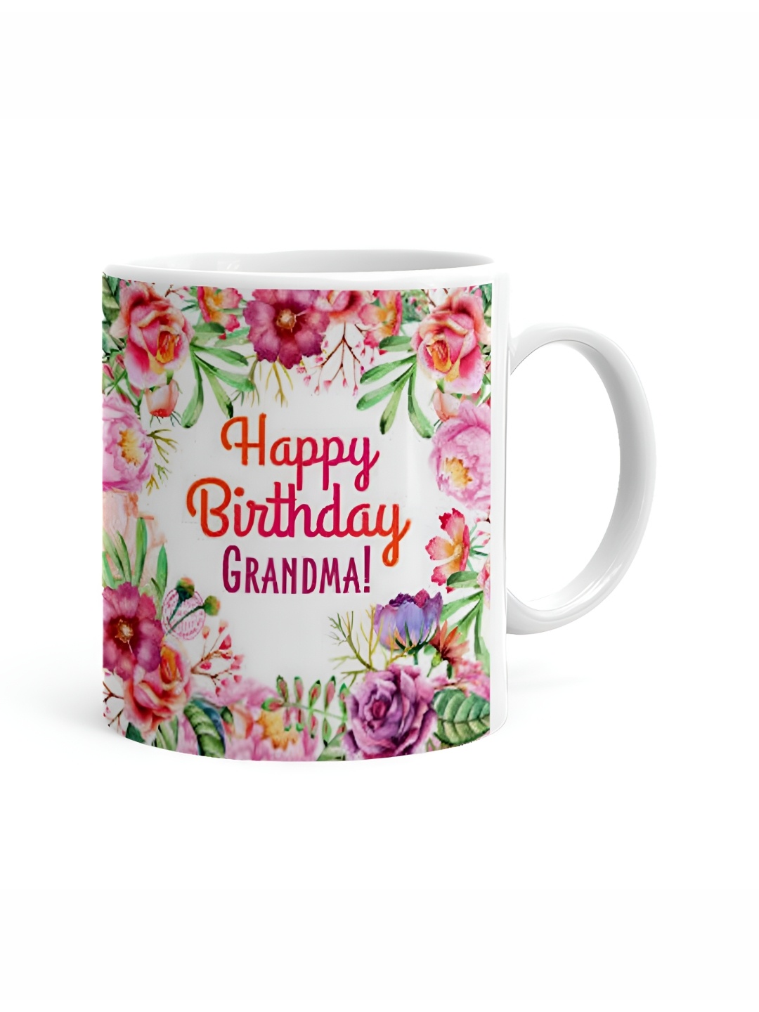 

Khakee White & Pink Printed Microwave Safe Ceramic Glossy Mug 325 ml