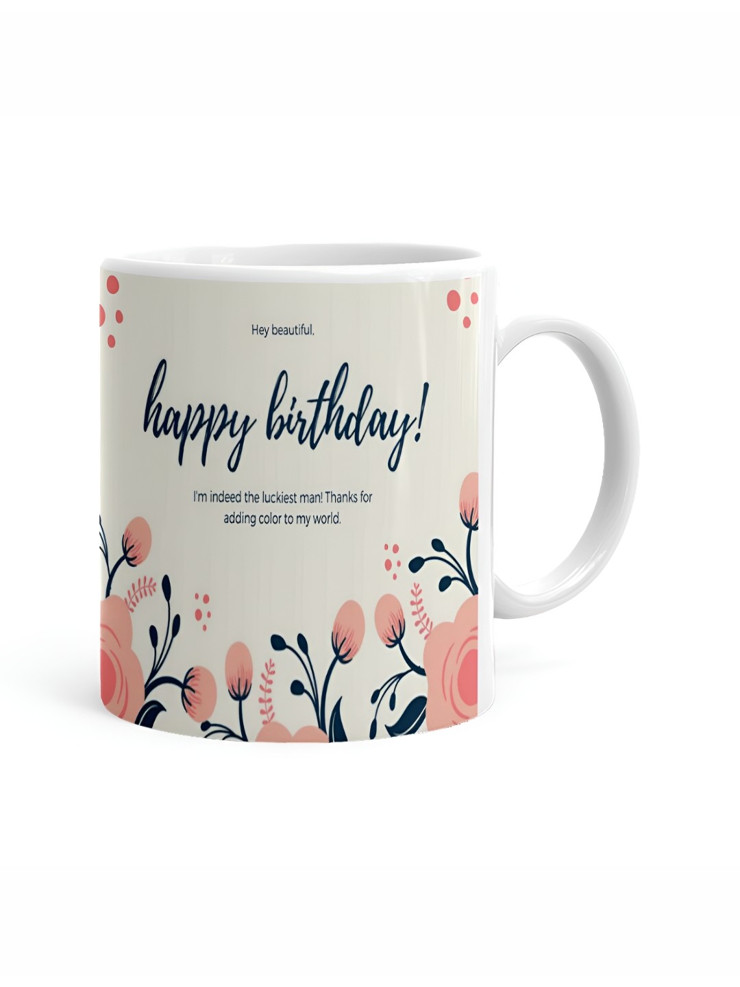 

Khakee White & Cream-Coloured Printed Ceramic Glossy Mugs 325 ml