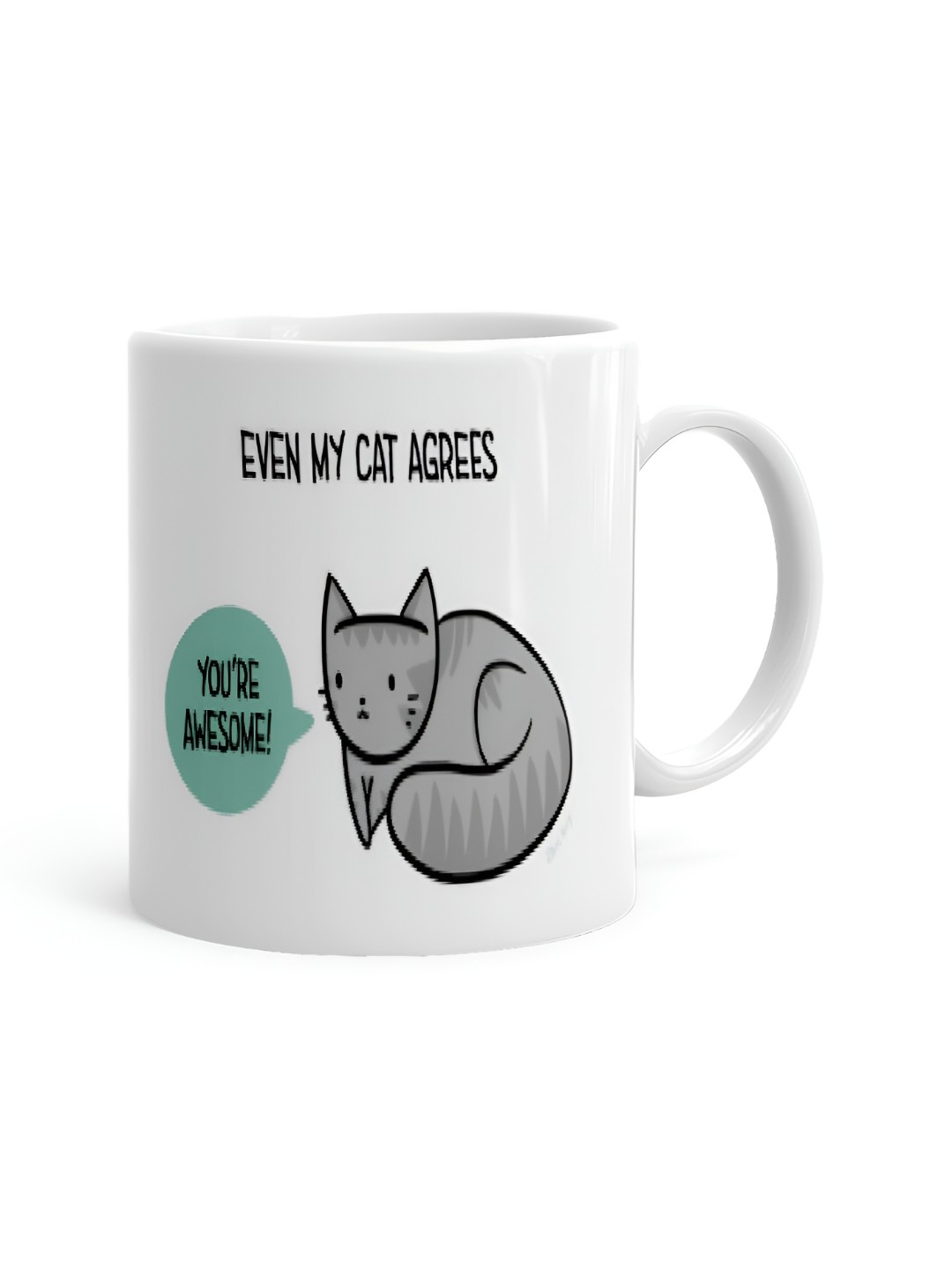 

Khakee White & Grey Printed Microwave Safe Glossy Finish Ceramic Mug 325 ml