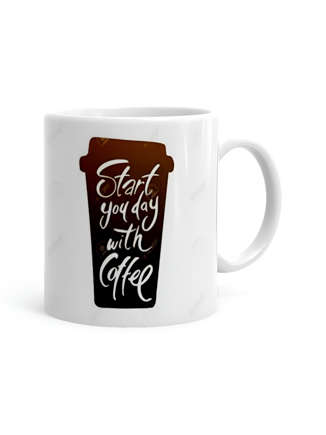

Khakee White & Brown Printed Ceramic Glossy Mug 325 ml