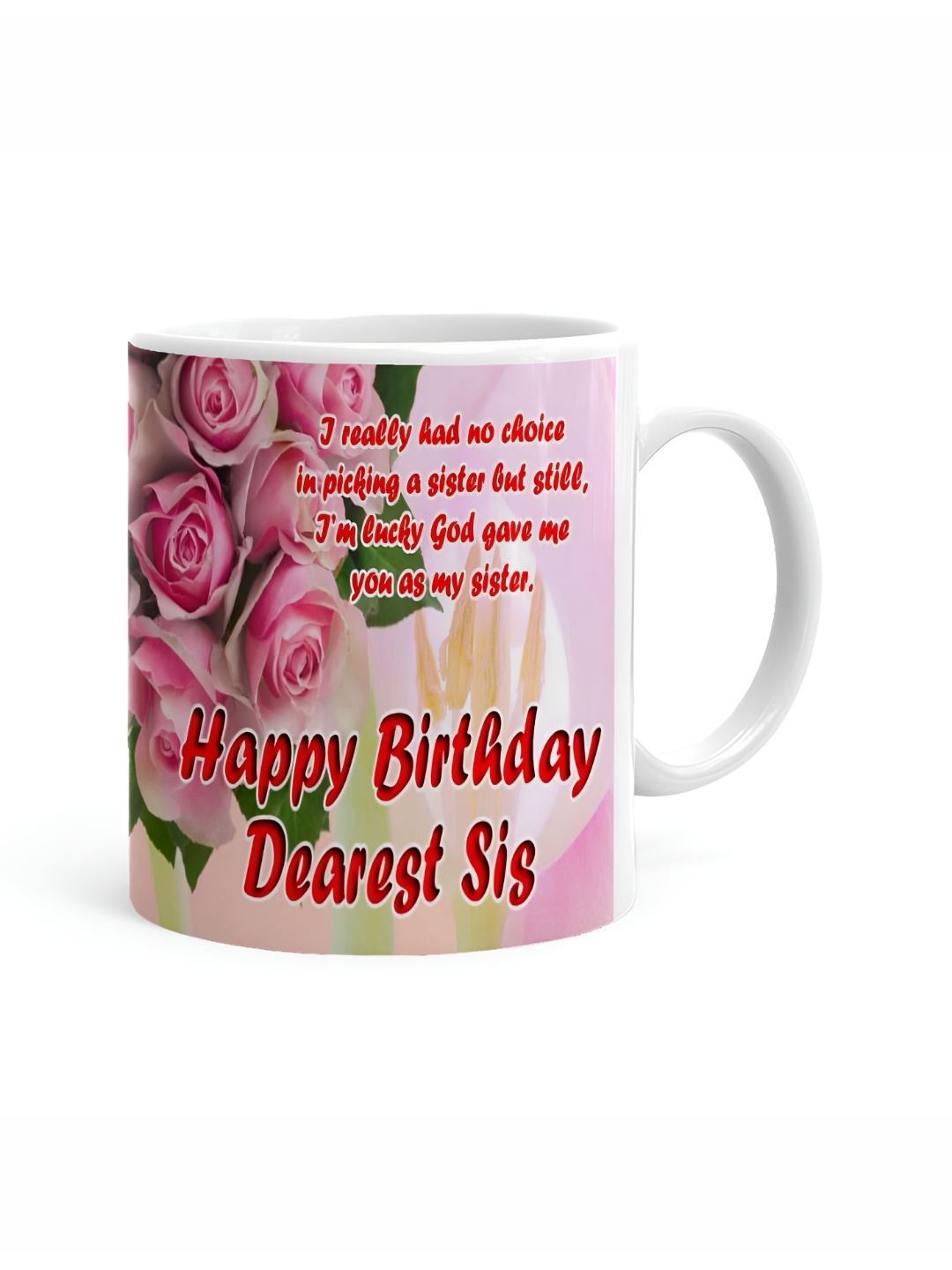 

Khakee White & Pink Printed Ceramic Glossy Mug 325 ml