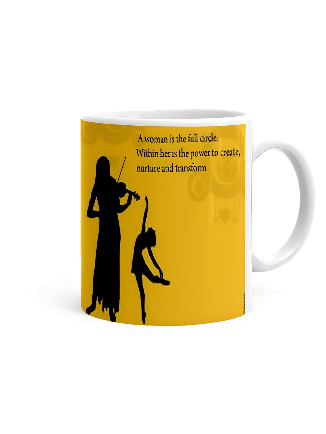 

Khakee White & Yellow Text or Slogans Printed Ceramic Glossy Mug