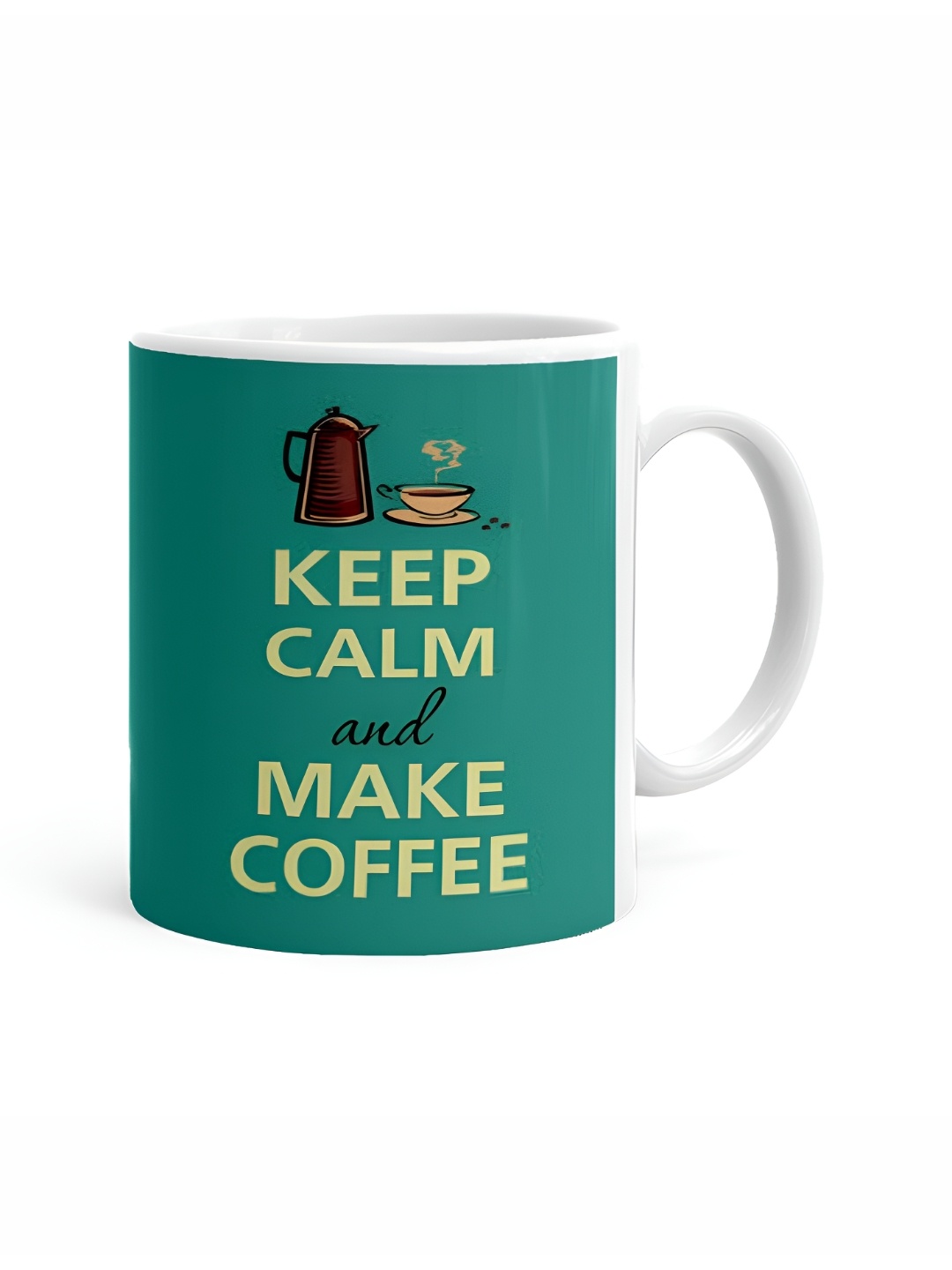 

Khakee White & Sea Green Text or Slogans Printed Ceramic Glossy Mugs 325 ml