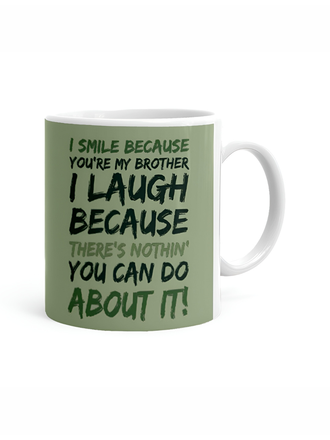

Khakee White & Green Printed Microwave Safe Ceramic Glossy Mug 325 ml