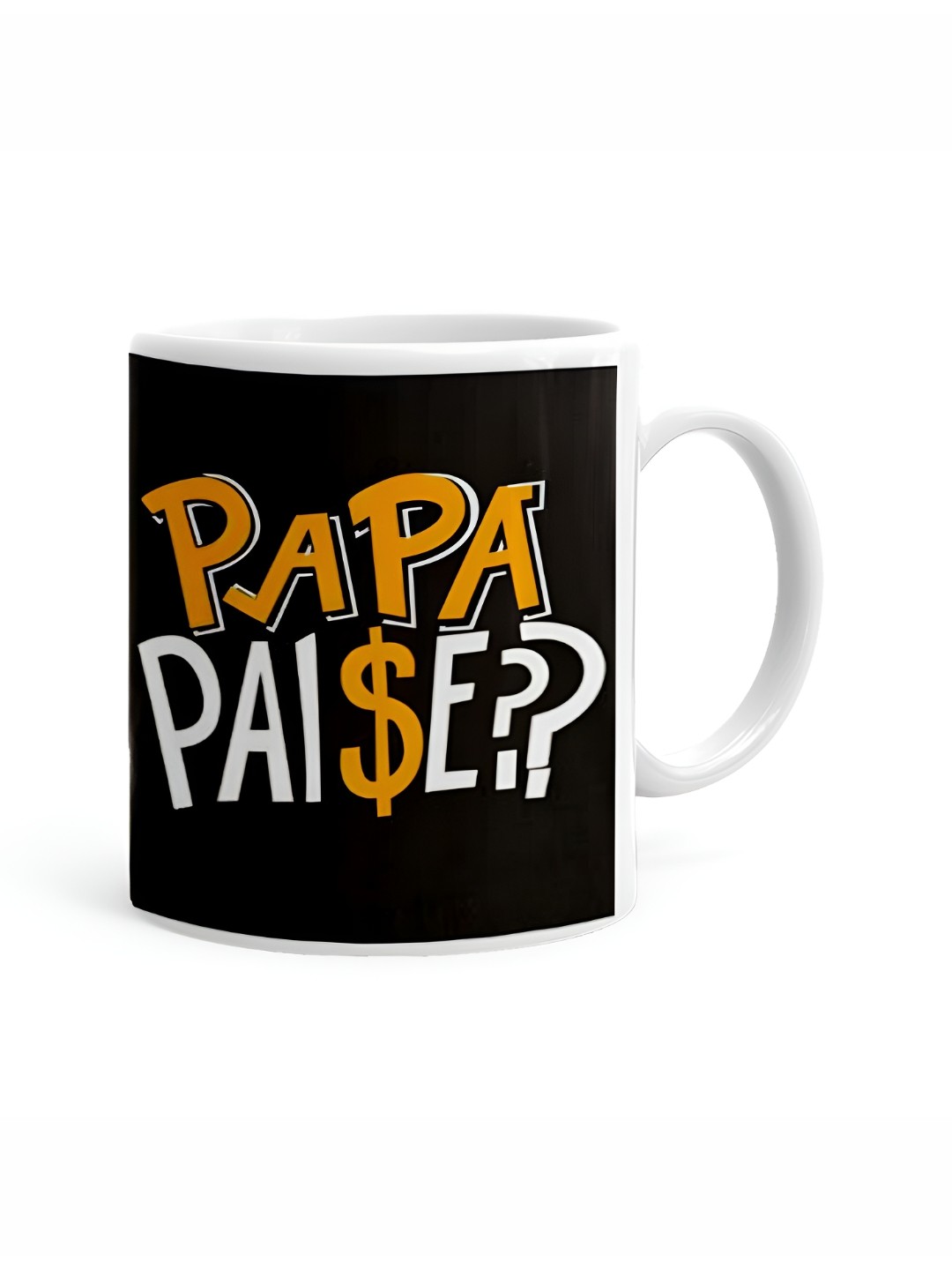 

Khakee White & Black Text or Slogans Printed Ceramic Glossy Mug 325 ml