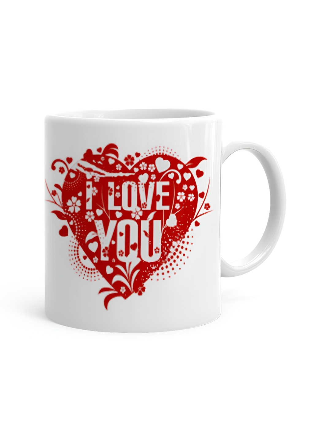 

Khakee White & Red Printed Ceramic Glossy Mugs 325 ml