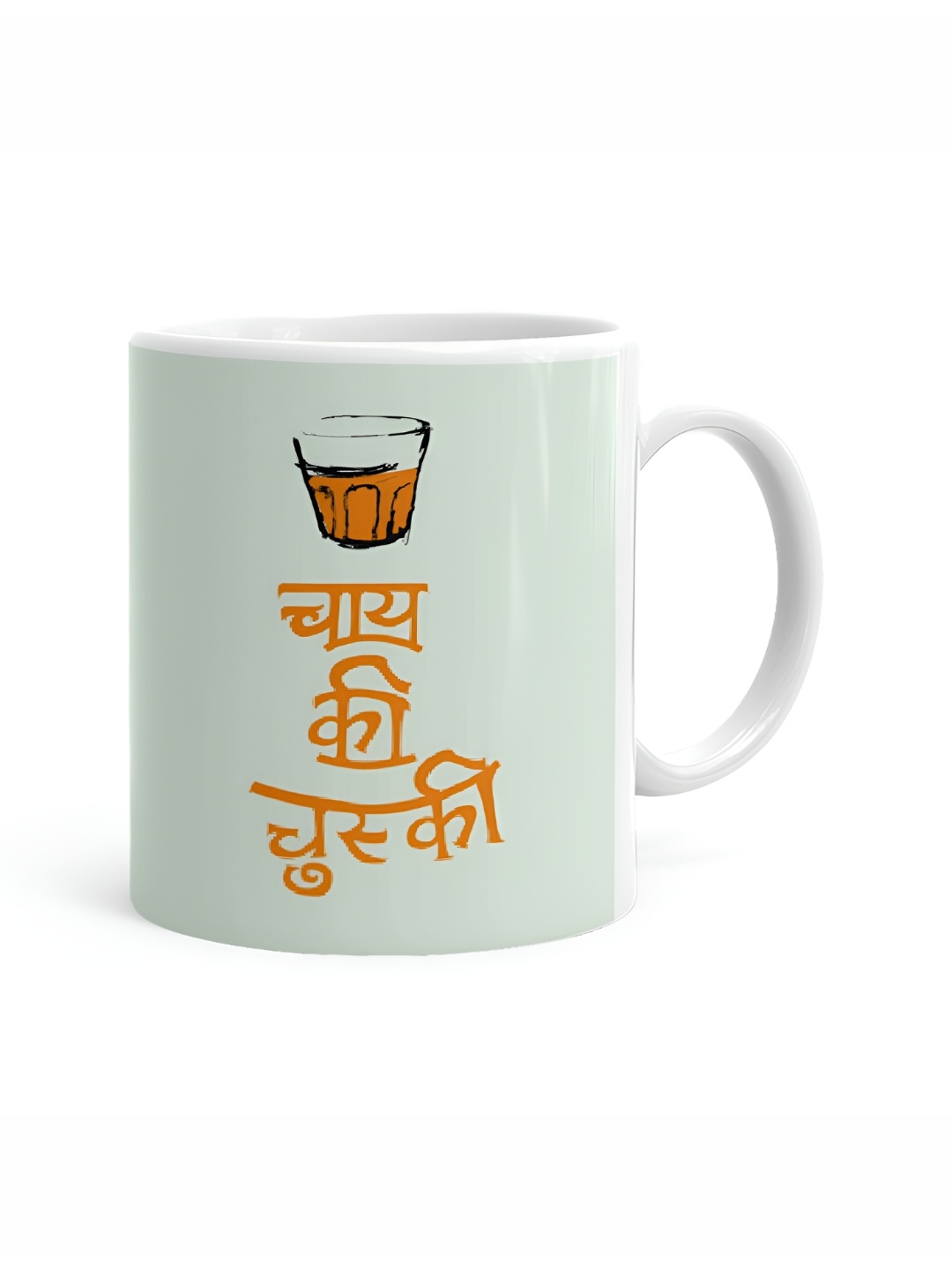 

Khakee White & Green Printed Ceramic Glossy Mugs 325 ml