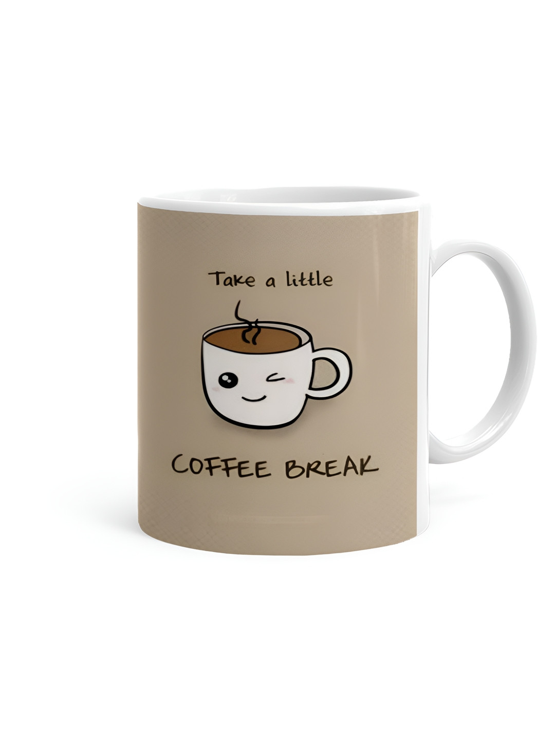 

Khakee White & Beige Typography Printed Ceramic Glossy Mug 325 ml