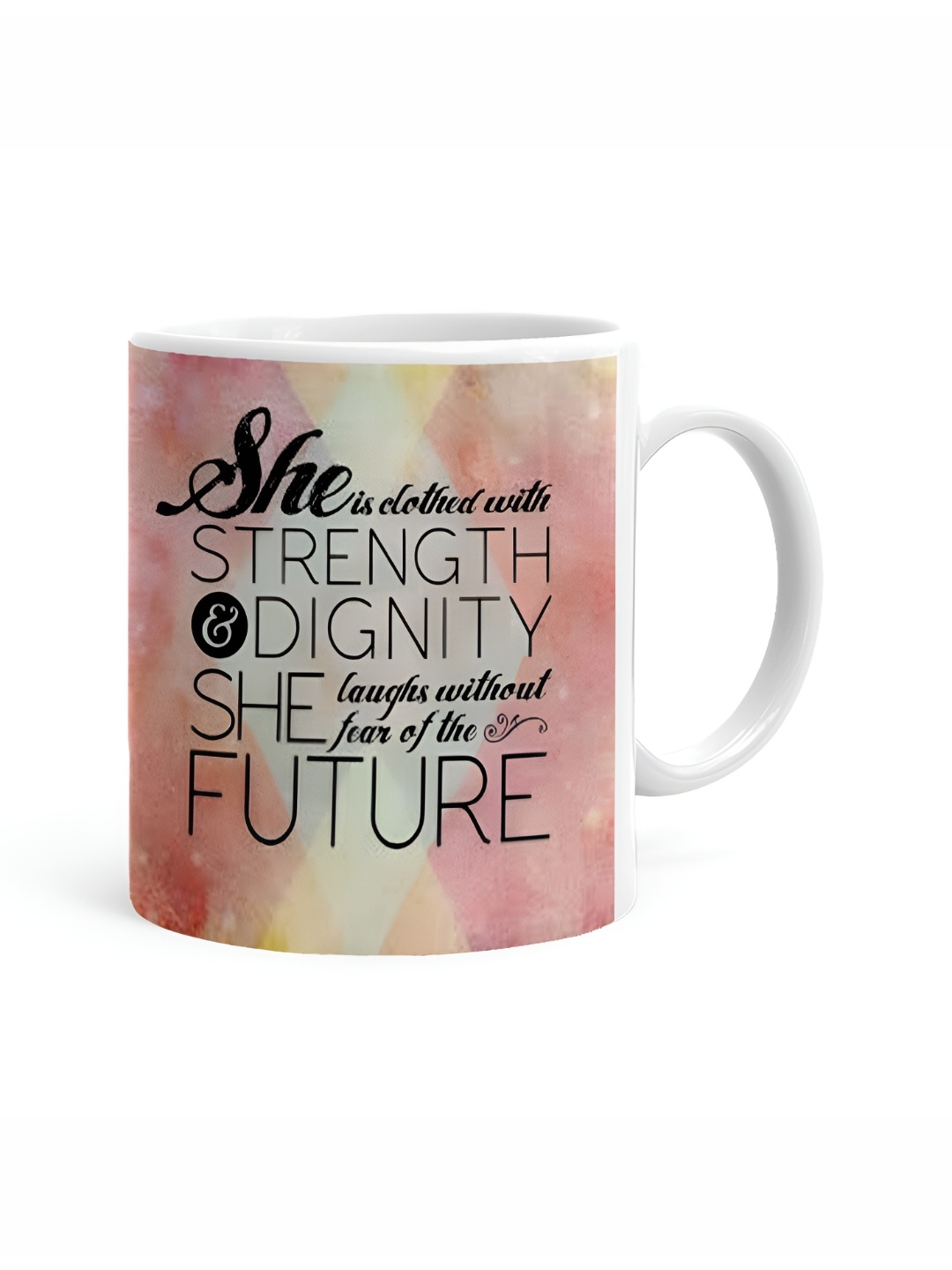 

Khakee White & Pink Printed Ceramic Glossy Mug