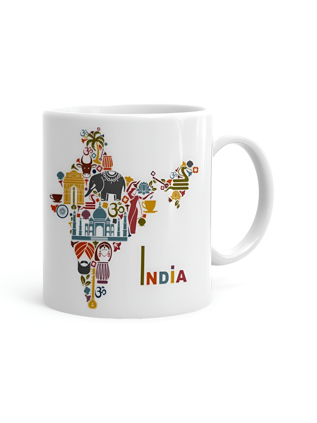 

Khakee White Printed Ceramic Glossy Mug 325 ml
