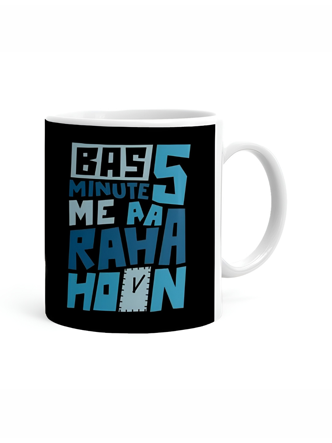 

Khakee White & White Printed Ceramic Glossy Mugs 325 ml